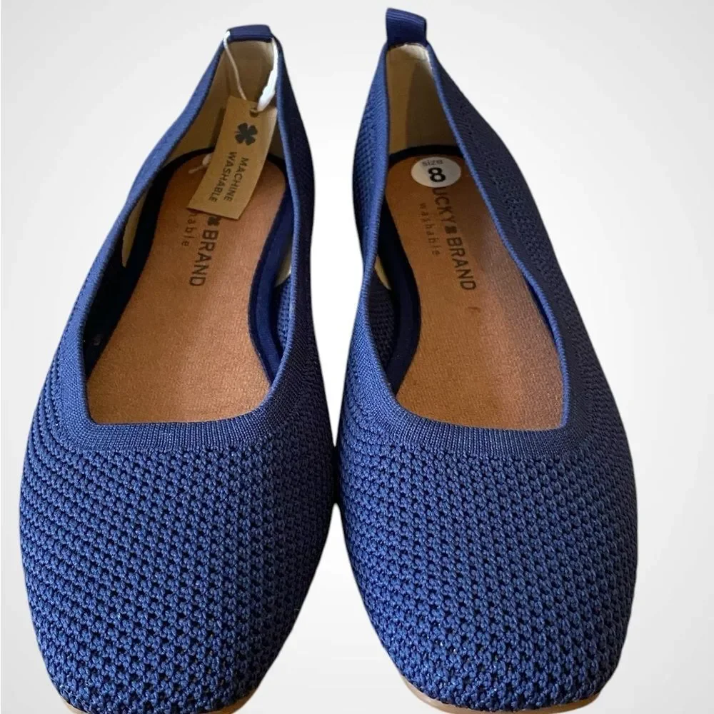 Lucky Brand blue Daneric knit washable Slip-On Flats Mary Jane NWOB size 8